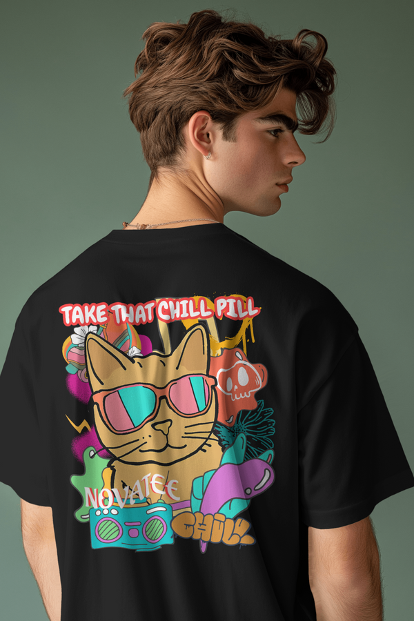 Chill Pill Cat Unisex Oversized Tshirt