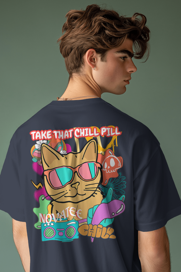 Chill Pill Cat Unisex Oversized Tshirt